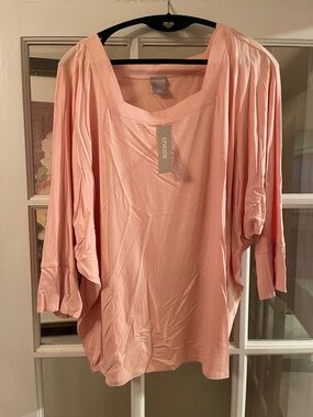 NWT Chicos knit top square neck 3/4 dolman sleeves in XL